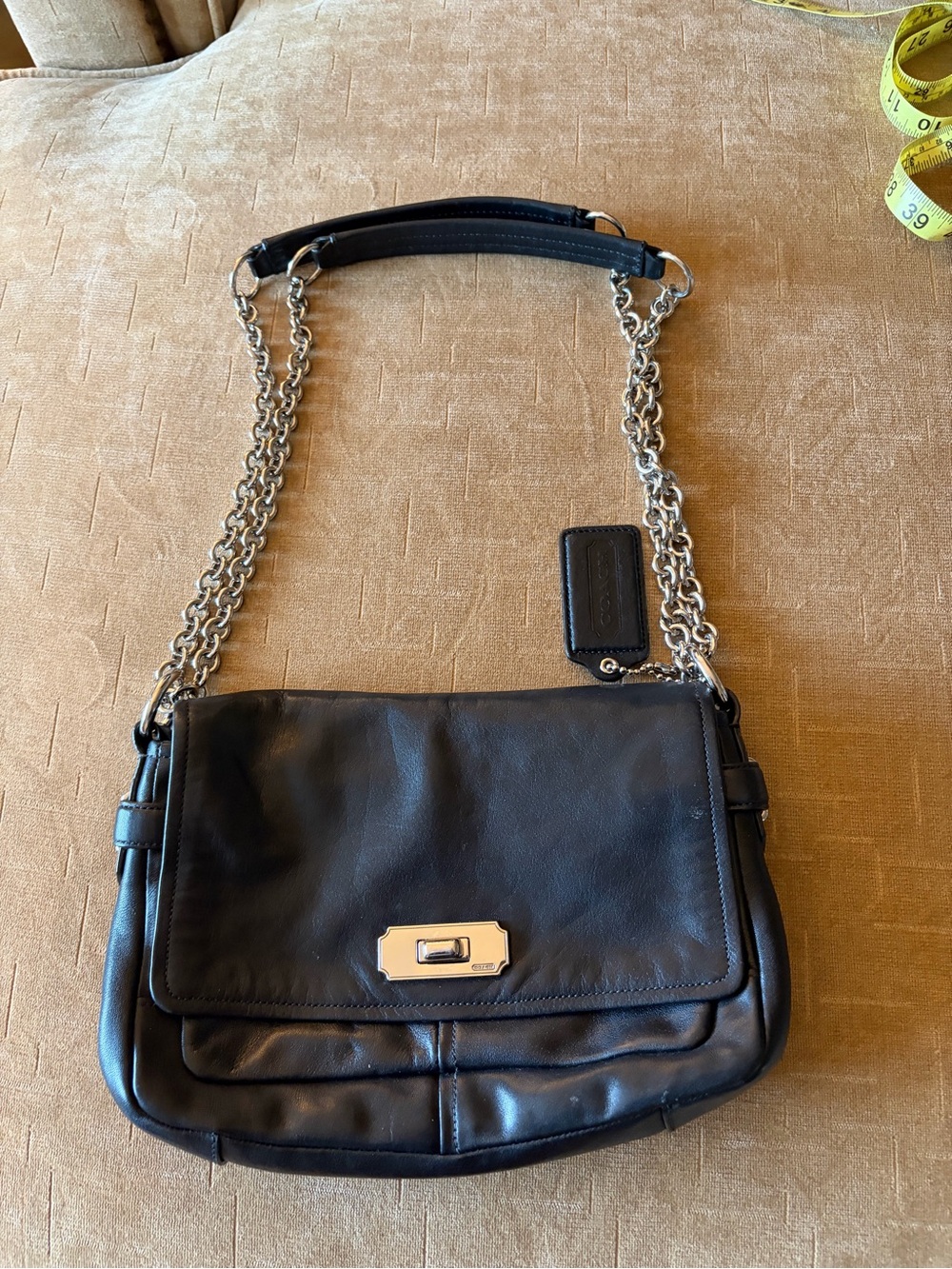 Coach Black Chelsea Leather flap shoulder/crossbody bag #01193-17825